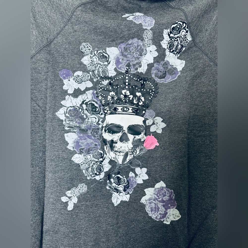 New! Torrid sz 2 Twist Tees Collab Vtg Floral Roses Skull Hoodie Jacket‎ 2X Y2K